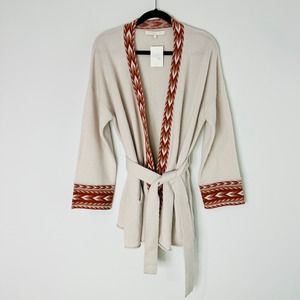 NakedCashmere Cream and Brown Cardigan